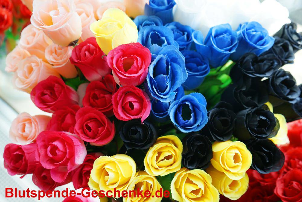 Blutspendegeschenk Seidenrose 6fach sortiert