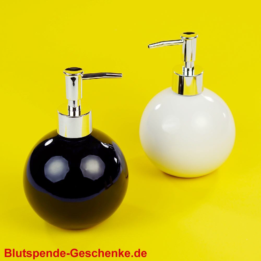 Blutspendegeschenk Seifenspender schwarz-weiss