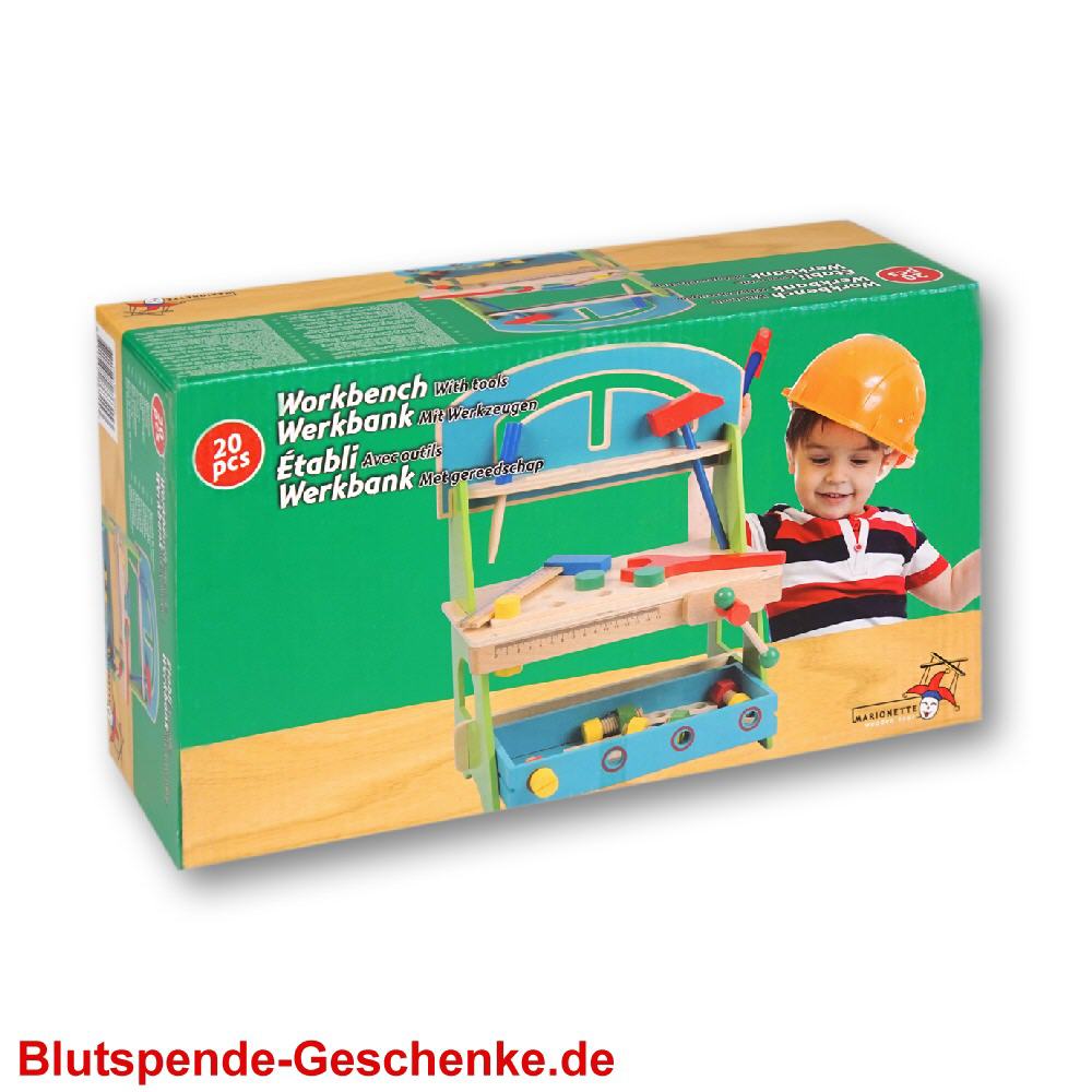 Blutspendegeschenk Holzspielzeug-Werkbank