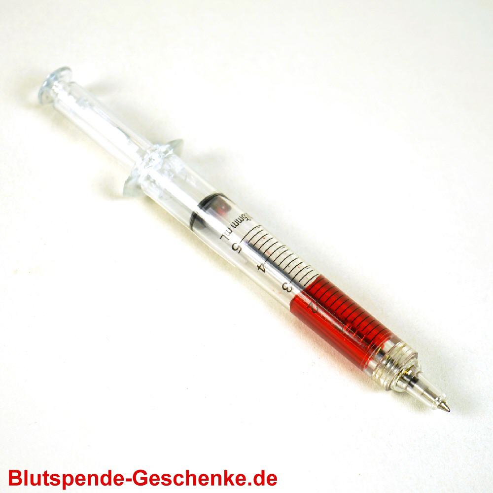 Blutspendegeschenk Kugelschreiber in Spritzenform