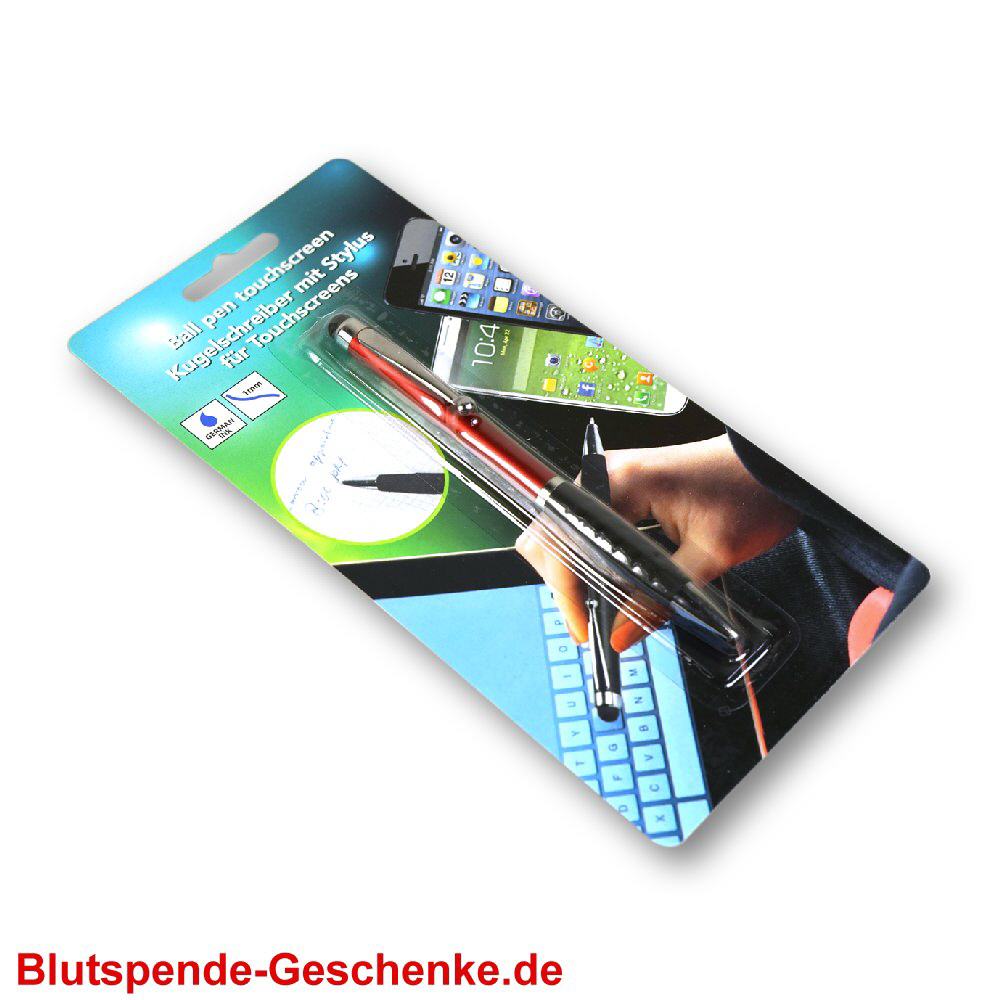 Blutspendegeschenk Kugelschreiber f&uuml;r Touchscreen