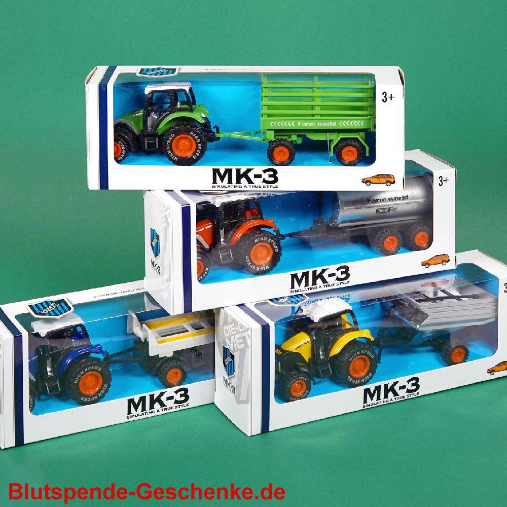 Blutspendegeschenk Traktor mit Anh&auml;nger