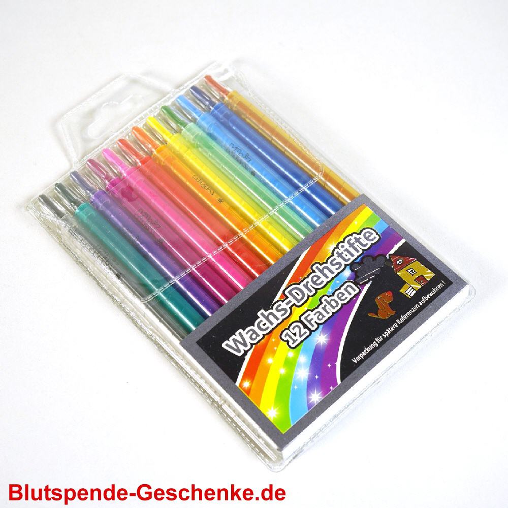 Blutspendegeschenk Wachs-Drehstifte-Set