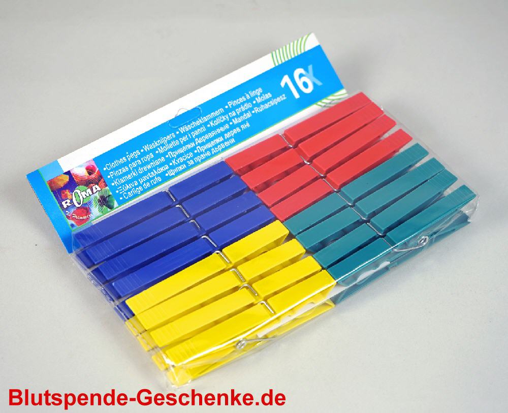 Blutspendegeschenk Bunte W&auml;scheklammern