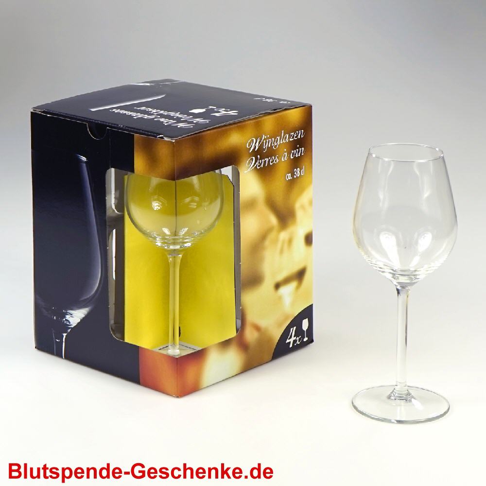 Blutspendegeschenk 4er-Set Gl&auml;ser f&uuml;r Weisswein